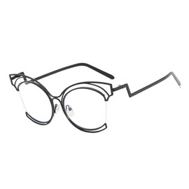 AOOLIA Katzenauge Lesebrille für Damen, Großem Rahmen Anti-Blaulicht Brillen Lesehilfe (Schwarz, 0, x)
