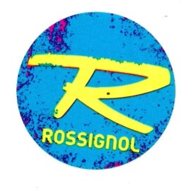 ROSSIGNOL SKIS & SNOWBOARDS YELLOW LOGO ON BLUE 2.25" DIAMTER DECAL STICKER NEW!
