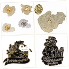 BESPORTBLE 4pcs Punk Crow Brooch Plague Beak Pins Cowboy Style Badge for Costume Adornment Unique Oil Brooches Durable Material for Fashion Accessories