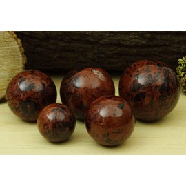 Reikiera Mahogany Obsidian Sphere Stone Ball With Ring Stand Aura Balancing Crystal Reiki Healing- Choose Size