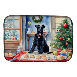 Caroline's Treasures DAC3836DDM Kerry Blue Terrier Christmas Cookies Dish Drying Mat Absorbent Dish Drying Mat Pad for Kitchen Counter Dish Drainer Mat for Countertop, 14 x 21", Multicolor