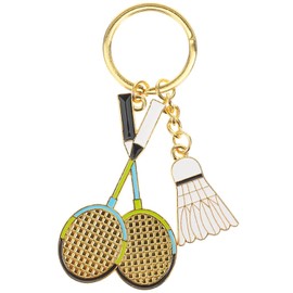 BNREOZA 1 Piece Gold Badminton Keyring, Sports Keyring, Badminton Lover, Metal, Ball Game, for Keys, Car, Handbag, Backpack