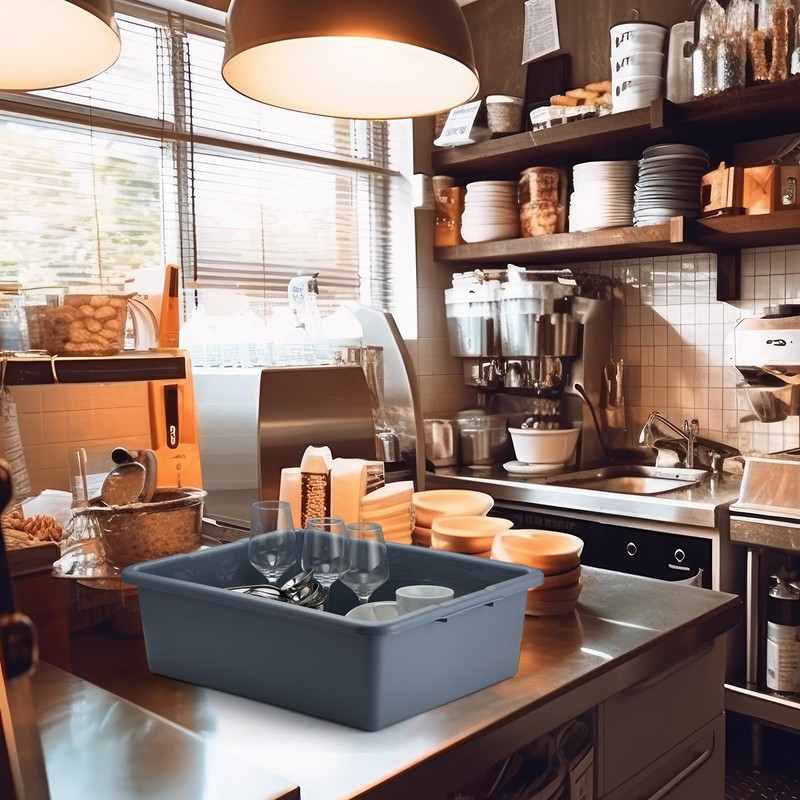 Ziliny 6 Pcs Commercial Bus Tubs Gray Plastic Heavy Duty