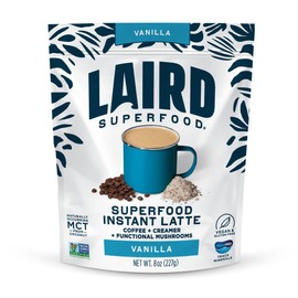 Laird Superfood Vanilla Instant Latte, Non-Dairy, Superfood Creamer, Gluten Free, Non-GMO, Vegan, 8 oz. Bag, Pack of 1