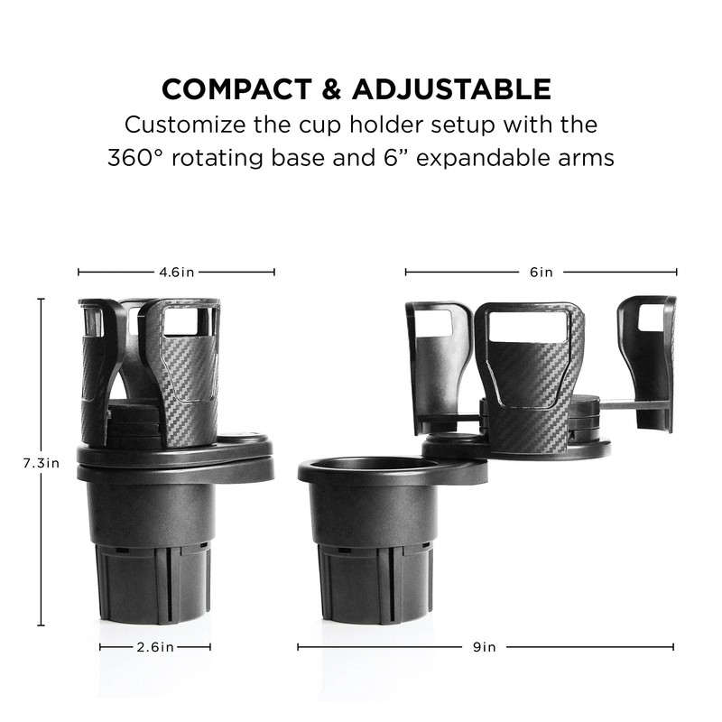 Limitless Dual CupStation - 2-in-1 Expandable Cup Holder with 360°