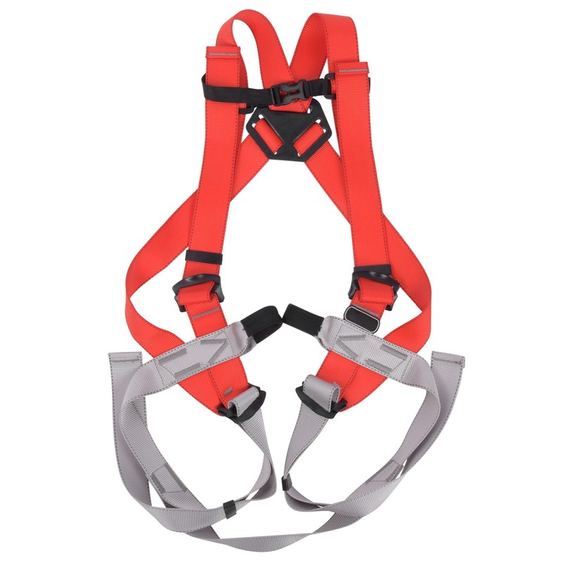 Red Gray Polyester Full Body Rock Climbing Harness Outdoor Protection