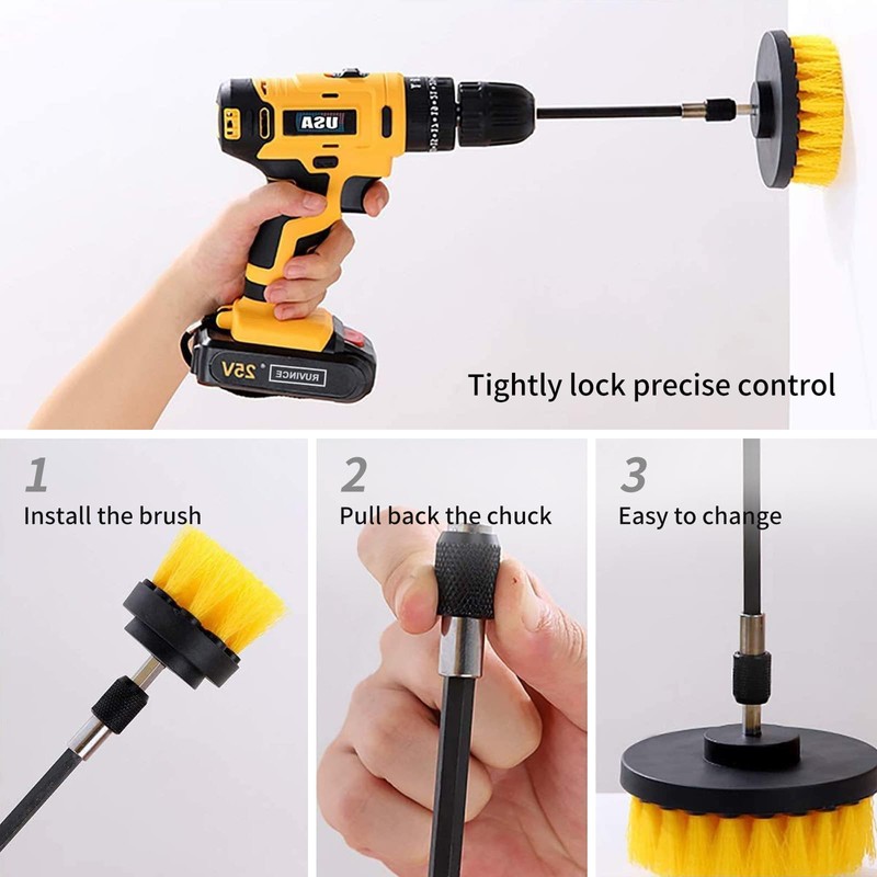 Drill Brushes Attachment Set 4Pcs Brush for Drill 1/4in Power