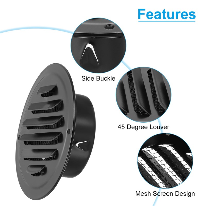 PATIKIL 3" Round Air Vent Cover, 2pcs Stainless Steel Louvered