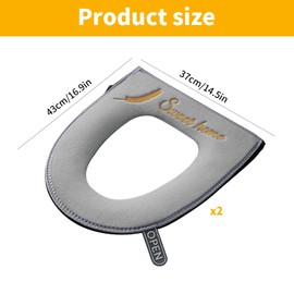 BDHYYM Toilet Seat Cover, Toilet Seat Warmer, Washable Thicker Bathroom Toilet Seat Cushion with Zip for All Oval Toilet Seats, Pack of 2