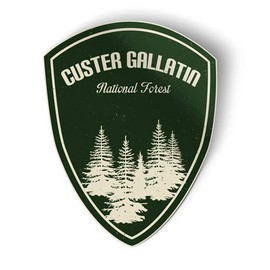 Squiddy Custer Gallatin National Forest Green - Vinyl Sticker Decal for Phone, Laptop, Water Bottle (3" high)