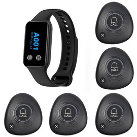 WNKRUN Drahtloses Rettungssanitäter-Rufsystem,Notfallknopf Für Senioren Hausnotruf,Pflegerufset,Hausinterner Notruf Vollständig Wasserdicht Mit 1 Armbandempfänger Und 5 Ruftasten[2VTM2B]