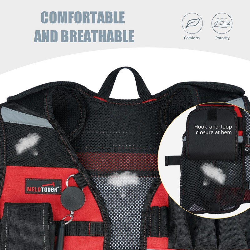 MELOTOUGH Tool Vest for Men Reflective Safety Tool Vest with