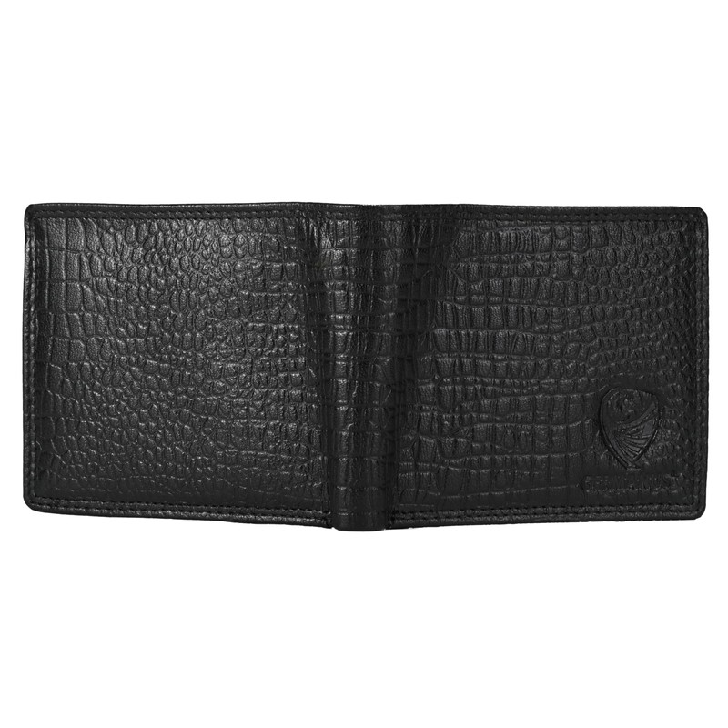 GERMANUS Leather Wallet (Black Croco), Black crocodile., Classic