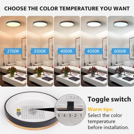 WOKNOS 15.7" Minimalist Style Flush Mount Dimmable Ceiling LED Lightning Fixtures Close to Ceiling Easy Install for Bedroom Bathroom Laundry Room Porch Kitchen