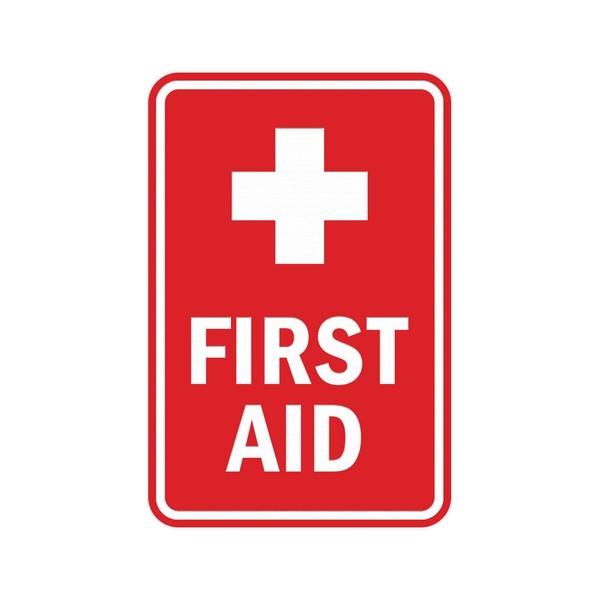 Signs ByLITA Portrait Round First Aid Sign with Adhesive Tape,