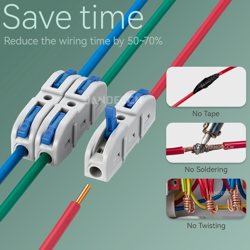 JANDECCN 50Pack DIY Wire Connectors, DIY Splicing into 2/3/4/5 Connectors