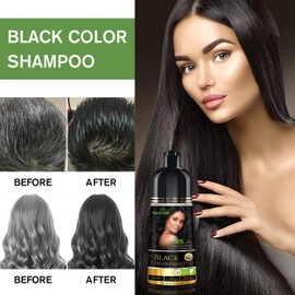 Herbishh Hair Color Shampoo for Gray Hair – Natural Hair Dye Shampoo – Colors Hair in Minutes – Lasts Up To 3-4 Weeks – 500ML – 3-In-1 Hair Color – Colors, Cleanses, and Conditions (Black)