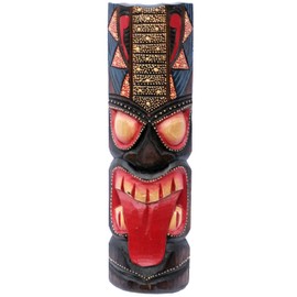 FOREVER BAMBOO Hawaiian Tiki Mask Railroad Dot Art Tongue Wall Decor 20"