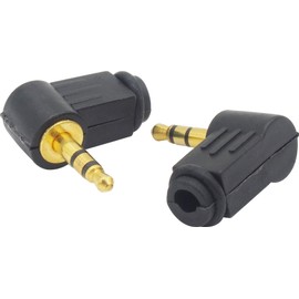 2pcs 3.5mm 3 Pole Stereo Male Right Angle Audio Fan Connector Gold Plated Mini Plug