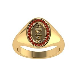 King Greek DELTA SIGMA THETA STERLING SILVER CLASSIC OVAL RING WITH YELLOW GOLD PLATING WITH RUBY CRYSTALS DST-R007 (7)