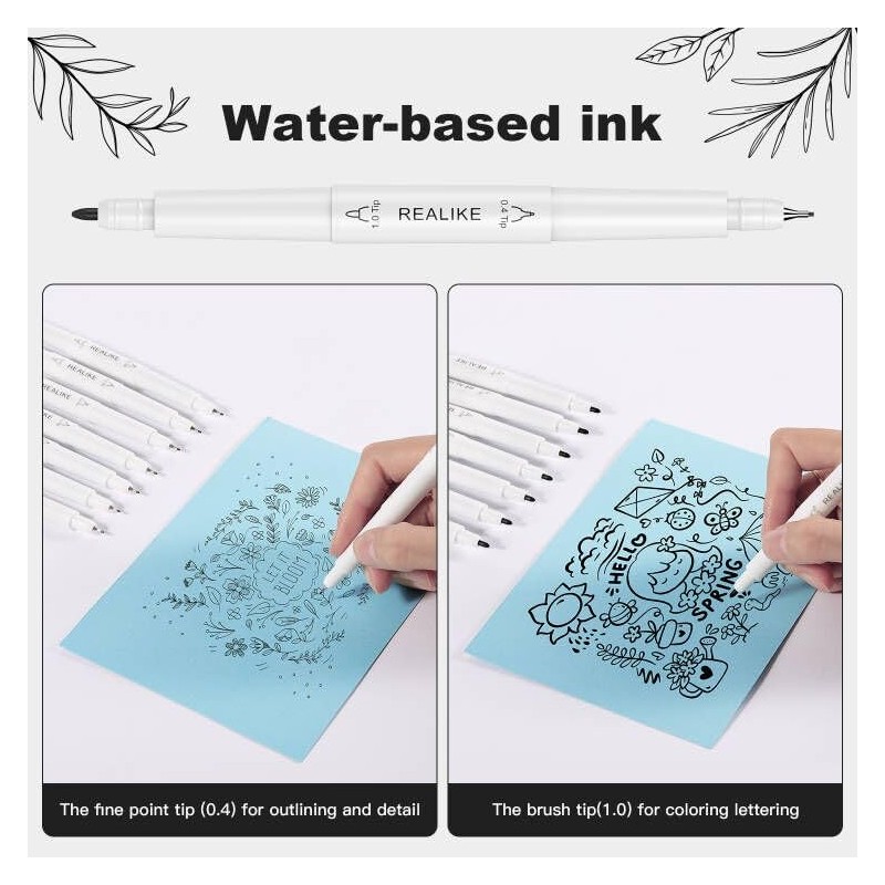 REALIKE Black Dual Tips Marker Pens for Cricut Maker 3/Maker/Explore