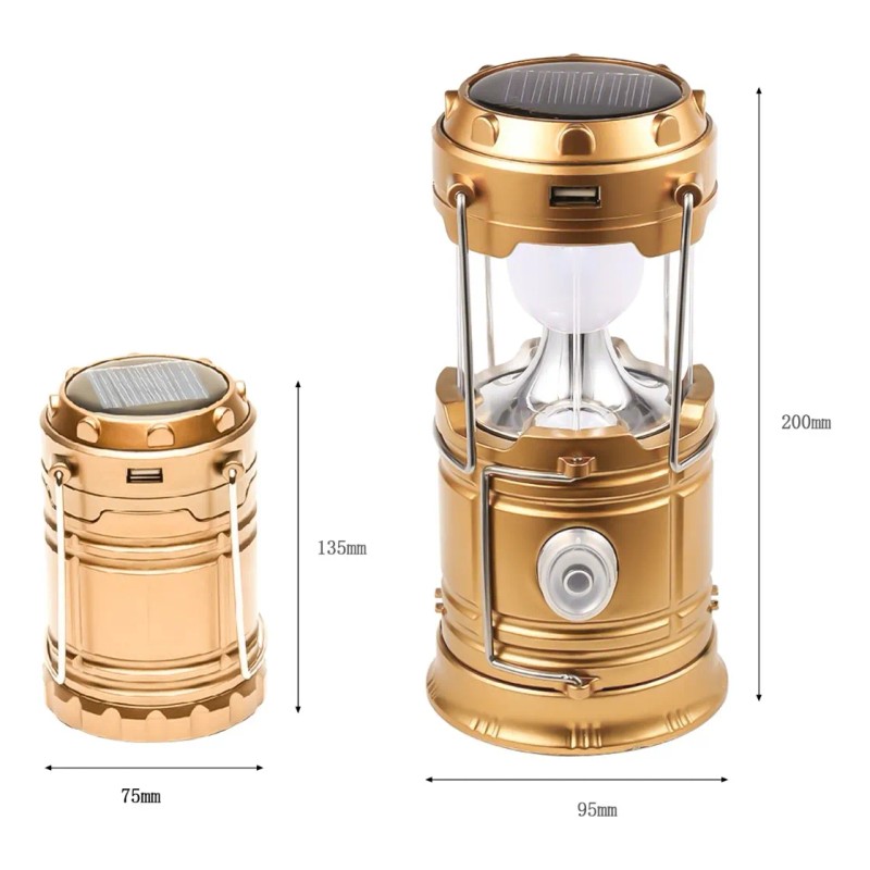 Lámpara Recargable Solar Linterna Camping Led - para Acampar