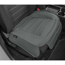 Motor Trend Motor Trend Gray Faux Leather 1-Piece Padded Car Seat Protector with Storage Pockets, Premium Interior Front Seat Cover for Cars Truck SUV Auto