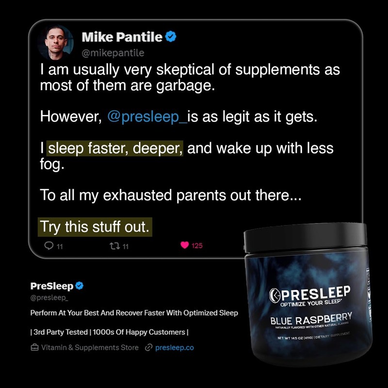 PreSleep Natural Sleep Powder – Melatonin-Free Sleep Aid with Magnesium