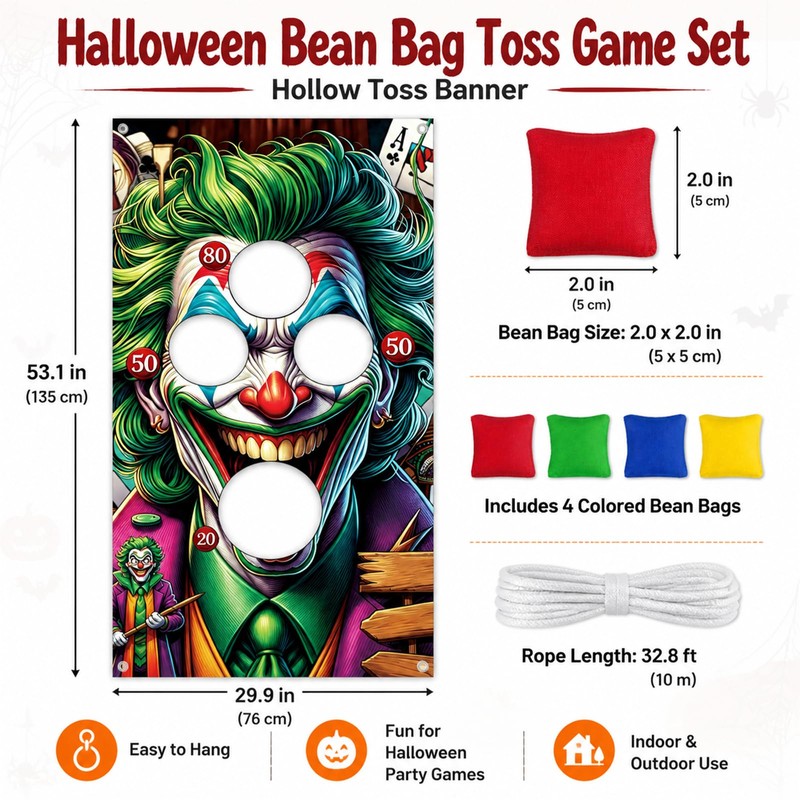 6Pcs Halloween Clown Bean Bag Toss Game Set