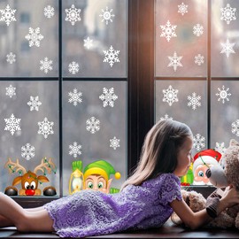 Articlings Peeping Santa, Rudolph and Elf Window Stickers - Christmas Window Stickers for Glass, Easy to Use, PVC Cling, Perfect for Kids' Bedrooms