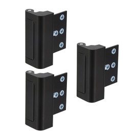 sourcing map 3 Set Home Security Door Lock, Door Reinforcement Lock 3 Inch Stop Withstand 800lbs, Front Door Kick in Security Protector for Inward Swinging Door Latch, Black