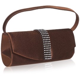fashion-formel Ladies Satin Evening Clutch Bag, brown