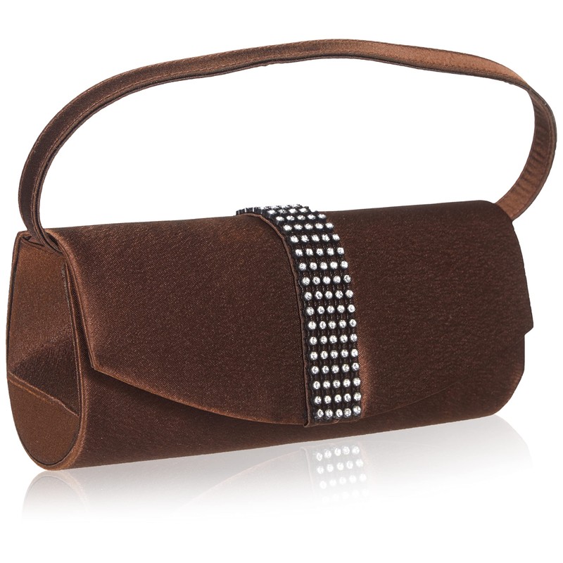fashion-formel Ladies Satin Evening Clutch Bag, brown