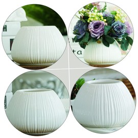 Totority 1Pc Elegant Vertical Stripe Ceramic Flower Vase Decorative Home Flower Pot for Stylish Desktop Arrangements Durable and Safe Ceramic Material Occasion