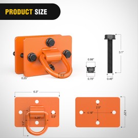 Nilight 2PCS 1/2" D Rings for Trailers Heavy Duty Trailer Tie Down Rings, Grade 70 Forged Steel Bolt-On Grab with Back Plates for Tractor Bucket RV UTV Truck MBS 12000 lbs, Orange, 2 Years Warranty