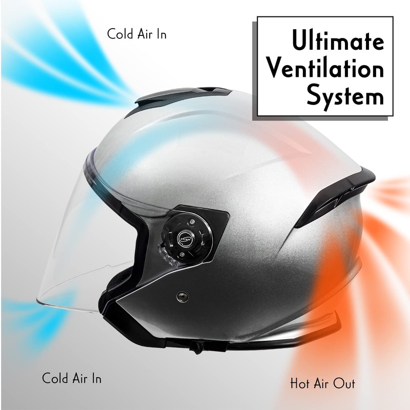 VCAN V88 3/4 Open Face Motorcycle Scooter Helmet ECE &