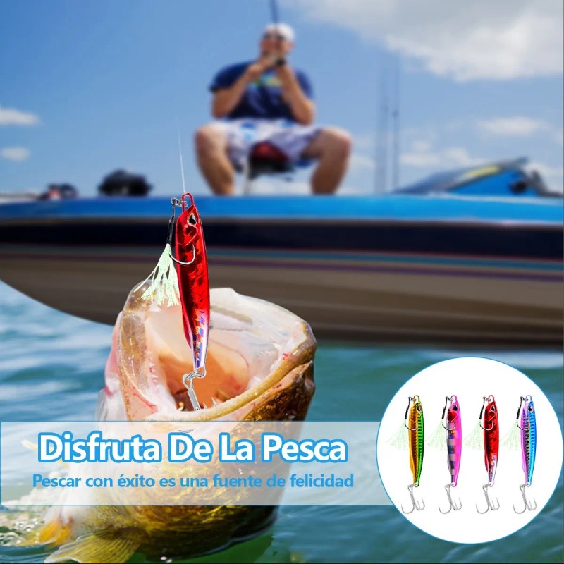 4 Jigs 60g Señuelos Cebo Pesca Lance Largo Láser Mar