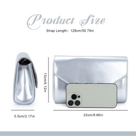 SUKUTU Women Clutch Bags Pu Leather Evening Bag Envelope Coin Purse Party Wedding Bags, Silver