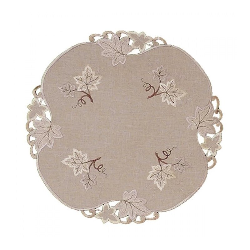 Tablecloth Table Runner Doilies Cushion Cover Autumn Beige Brown Embroidered
