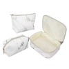3Pcs Women Cosmetic Bag Marble Print Makeup Case Storage Handbag