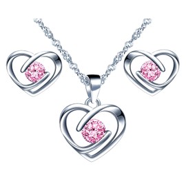 Yumilok Necklace and earrings set, 925 silver necklace and earrings set, jewellery set, silver jewellery set, women's 925, clavicle necklace, Sterling Silver Sterling Silver Zirconia, Cubic Zirconia