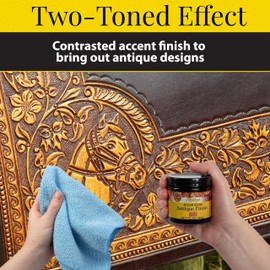 Fiebing's Antique Finish (4 oz) - Two-Toned Effect Emphasizes Leathercraft Embossing - Antiquing & Restoration Paste for Contrasted Accent Finish on Leather Boot, Shoe, Purse, Belt (Medium Brown)