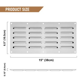 2 Pack Stainless Steel Venting Panel for Grill Accessory, 15" by 6-1/2" Stainless Steel Venting Panel for Masonry Fire Pits Fireplaces, Metal Vent Cover for Outdoor Kitchens
