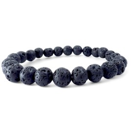 Beads Bracelet 8 Mm Tigers Eye Triple Protection Bracelet Hematite Beads Black Onyx Balance Bracelet Gemstones Howlite Lava Rock Protection Luck Prosperity Unisex 16cm To 18cm (Lava Rock)