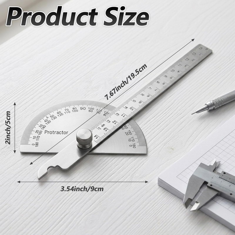 Metal Protractor Miter Angles Finder Machinist Stainless Steel Protractor