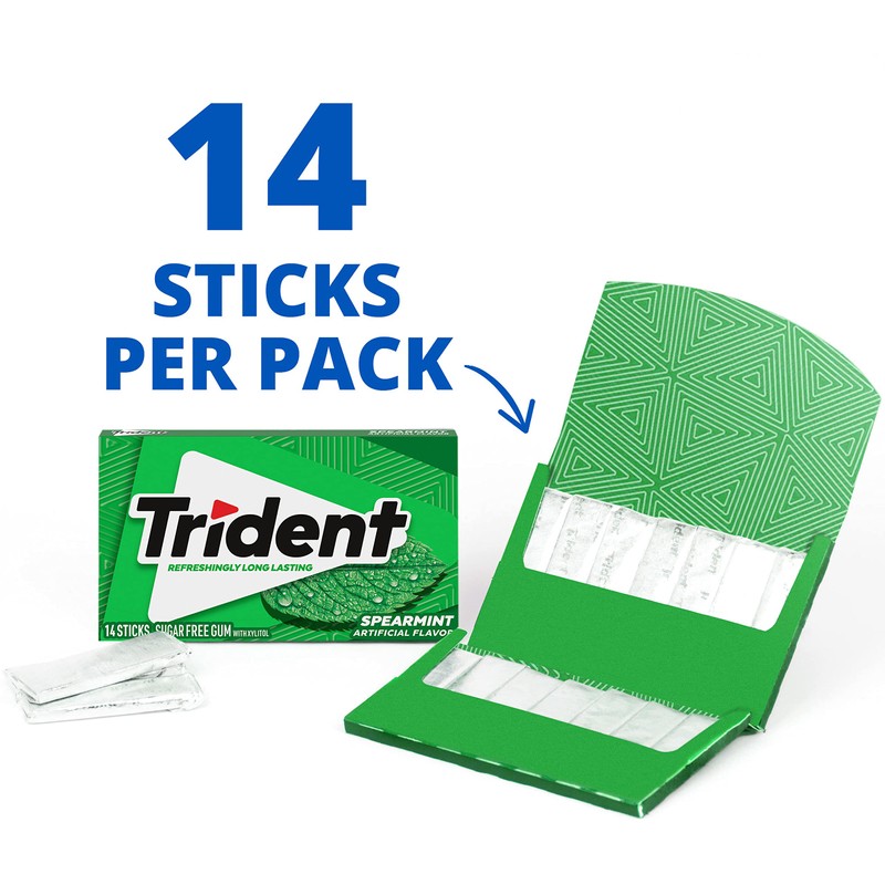 Trident Sugar-Free Chewing Gum Variety Pack Candy, Spearmint, Perfect Peppermint
