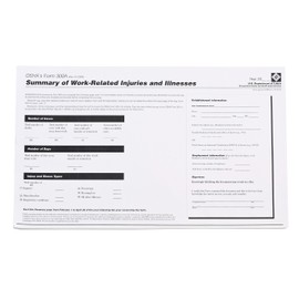 Brady OR300A Forms, OSHA 300A Log