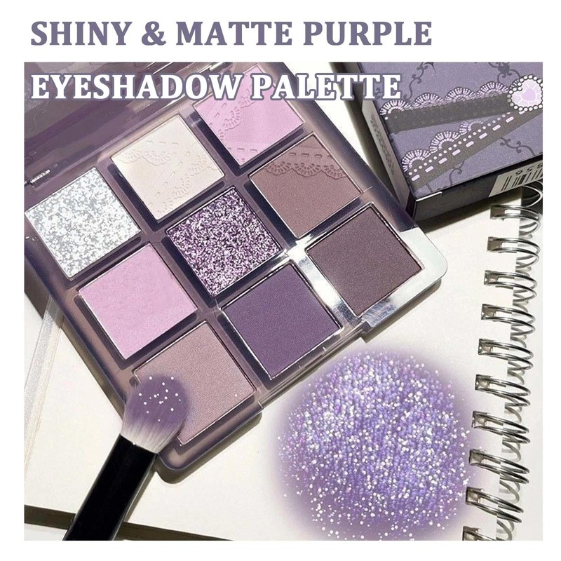 Dreamy Purple Eyeshadow Palette for Women -Matte & Glitter Shades,