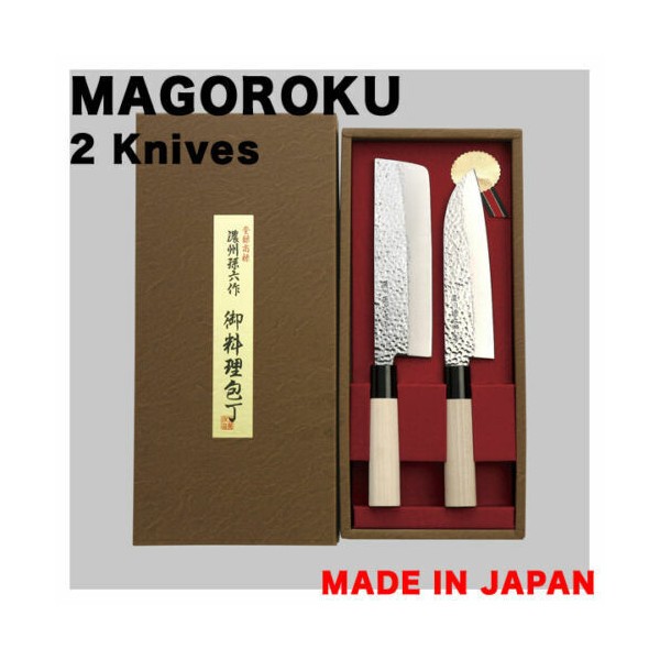 Japanese 2 Knives MAGOROKU Houchou SUSHI Made in JAPAN SANTOKU NAKIRI Knife