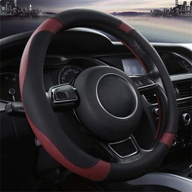 Universal Car Steering Wheel Cover, Heavy-Duty, Leather, 37-38 cm / 15 Inches, Non-Slip Steering Wheel Protector.
